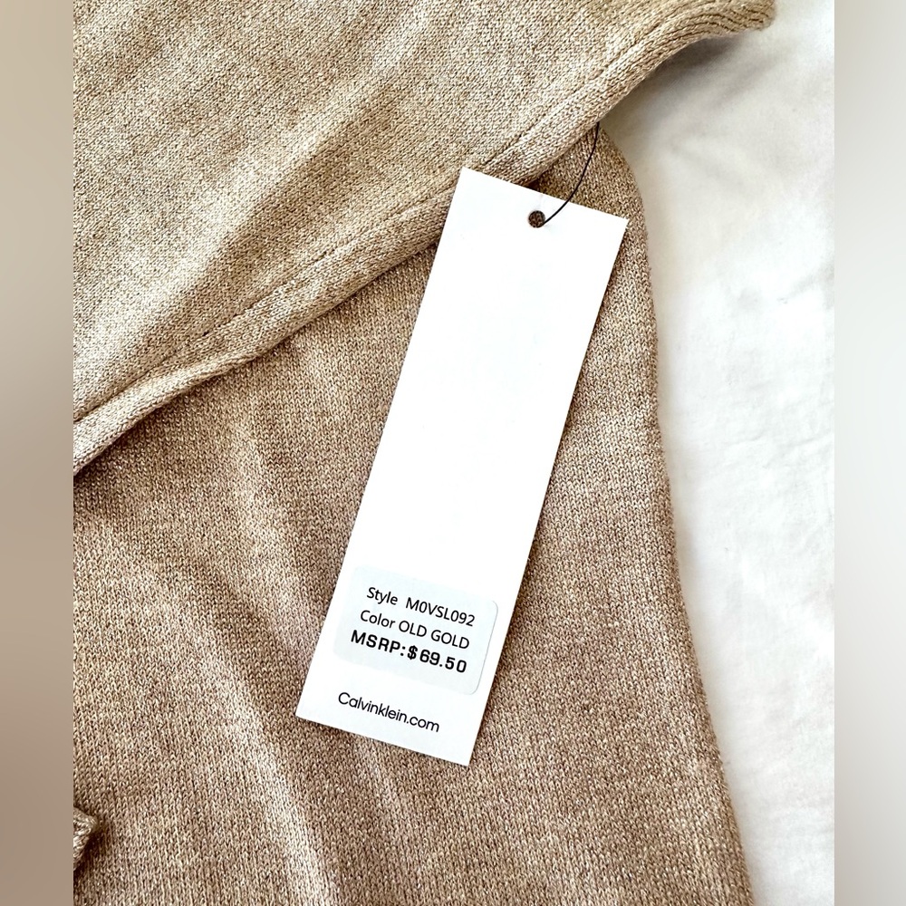 Calvin Klein Metallic Sparkle Gold Turtleneck Sweater NWT - Picture 3 of 8